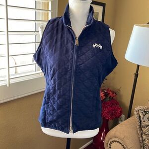 Equine Culture Microsuede Navy Blue Quilted Vest, SZ M